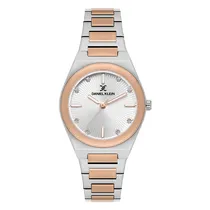 Relogio Analogico Feminino Daniel Klein DK.1.13900-6 Premium Ladies / Pulseira de Aço Inoxidável - Prata/Rose Gold