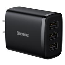 Carregador de Parede Baseus Compact Charger 17W / 3X USB-A / (CCCP17US) 100-240V ~ 50/60HZ - Preto