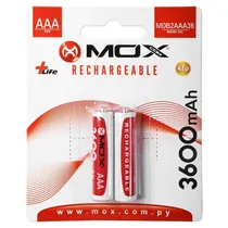 Pilha Recarregável Mox AAA MO-B2AAA36 2 Unidades 3600MAH