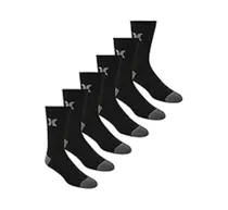 Media Hurley Crew Socks Mens Black 6 Packs