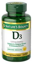 Natures Bounty D3 125MCG 240 Capsulas