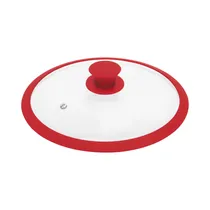 Tapa de Vidrio Con Borde de Silicona LFH-8935 20 CM Rojo