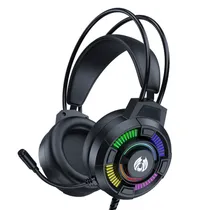Fone de Ouvido com Fio RGB Batxellent H82 Ajustável para Jogos com Cancelamento de Ruído com Microfone para PC, Laptop, Celular