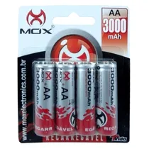Pilha Recarregavel Mox AA 3000MAH / 4 PCS