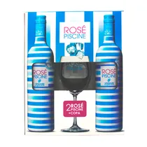Vino Rosé Piscine Kit 2 Botellas 750ML + 1 Copa