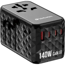 Adaptador Universal de Tomada Verbatim UTA-10 Gan III 140 W - Preto (32125)