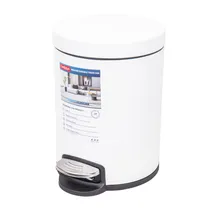 Lixeira Redonda 5L Aço Inox - Branco Opalino