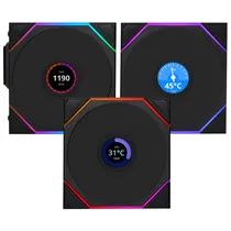 Cooler para Gabinete Lian Li Uni Fan TL Wireless 120 LCD 12X12 Argb Preto - Kit com 3 (12TLLCD1W3B)