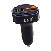 Transmissor FM Luo LU-A47 para Carro / 3.1A / USB-A X2 / USB-C / TF - Preto