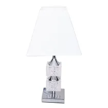 Abajur Decorativo Em Tecido Trançado com Base Metálica Cor/Grey