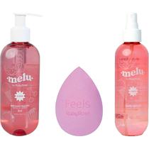 Kit Ruby Rose Body Splash Melu + Sabao Liquido Fruit Salad Melu + Esponja Soft Blender