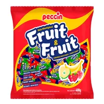 Bala Mastigável Peccin Fruit & Fruit Mix de Frutas Pacote 400G