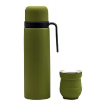 Garrafa Termica Bigstar Plus BSP-1007-R de Aço Inoxidavel de 1 Litro + Cuia de 140ML BSP-142-R - Verde
