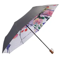 Guarda-Chuva Flores Rosa/Lilás/Verde Fundo Branco