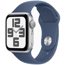 Apple Watch Se 2 40MM MXED3LL/A GPS (2024) M/L - Caixa de Aluminio Silver/Denim Sport Band