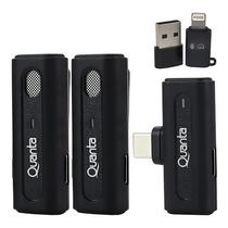 Microfone Quanta QTMDM20 Wireless para Smartphone / Type-C + Adaptador Lightning - Preto