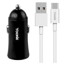 Carregador Veicular Yookie PC1 12W Dual Port USB + Type-C - Preto