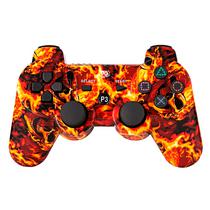 Controle Play Game Dualshock 3 Caveira de Fogo Sem Fio para PS3 - Laranja