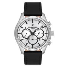 Relogio Analogico Masculino Daniel Klein DK.1.12674-1 Exclusive Gents / Pulseira de Couro Genuino - Preto/Prata