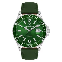 Relogio Analógico Masculino Daniel Klein DK.1.13905-3 Premium Gents / Pulseira de Couro Genuino - Verde/Prata