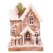 Casa Natalina com Luz A Pilha de Madera com Neve 30CM X 22CM