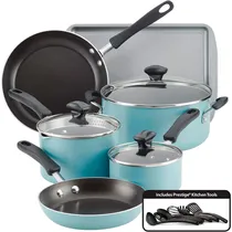 Jogo de Panelas Farberware 22307 Antiaderente Diamond Max Azul Água - 15 Peças