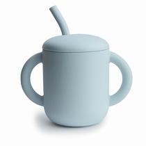 Mushie Vaso Silicona Con Pajita Powder Blue