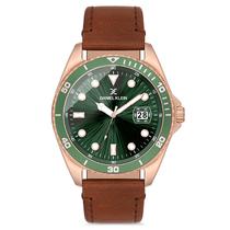 Relogio Analogico Masculino Daniel Klein DK.1.12665-5 Premium Gents / Pulseira de Couro Genuino - Marrom/Dourado/Verde