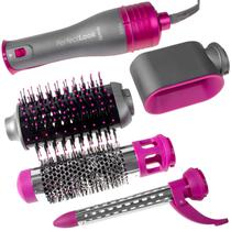 Kit Escova Secadora de Cabelo Quanta Perfectlook 4 Em 1 QTKCS7001 / 1300W / Bivolt - Cinza/Rosa