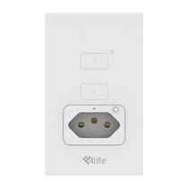 Interruptor de Parede 4LIFE Wi-Fi Smart Wall 2 Gang Light Touch Switch + Socket FLT12GWW / com 2 Botoes / Bluetooth / Compativel com Alexa e Google Home / 100-240V ~50/ 60HZ / App Smart Life - Branco