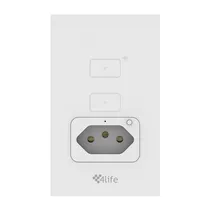 Interruptor de Parede 4LIFE Wi-Fi Smart Wall 2 Gang Light Touch Switch + Socket FLT12GWW / com 2 Botões / Bluetooth / Compativel com Alexa e Google Home / 100-240V ~50/ 60HZ / App Smart Life - Branco