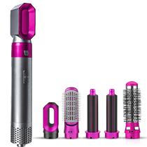 Modelador de Cachos / Secador de Cabelo Eletrico Hot Air Style 5 Em 1 K0049 / 220V - Cinza/Rosa