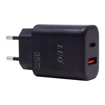 Carregador / Adaptador de Parede Luo LU-8197 / 35W / USB-C / USB-A + Cabo USB-C - USB-C - Preto