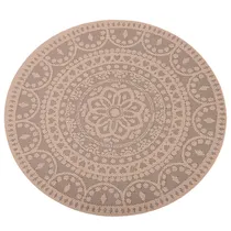 Individual de Mesa Redondo de Tela Marron com Mandala