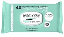 Lenços Demaquilante Byphasse Peaux Sensibles (40 Unidades)
