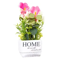 Vaso Planta Artificial Copo de Leite Rosa Decorativa