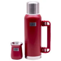 Garrafa Termica Luo LU-4304 de Aço Inoxidavel / 1 Litro + Cuia de 160ML - Vermelho