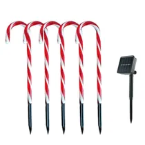 Bengala Decorativa de Natal com Luz Solar LED para Jardim 80 CM