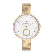 Relogio Analogico Feminino Daniel Klein DK.1.12757-4 Premium Ladies / Pulseira de Malha - Dourado