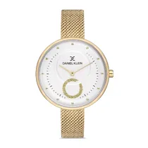 Relógio Analógico Feminino Daniel Klein DK.1.12757-4 Premium Ladies / Pulseira de Malha - Dourado