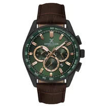 Relogio Analógico Masculino Daniel Klein DK.1.14002-5 Exclusive Gent / Pulseira de Couro - Marrom/Preto/Verde