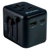 Adaptador de Tomada Verbatim UTA-02 Universal 18W USB-C/USB-A - Preto