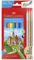 Faber Castell Lapiz Ecolapices Caja Carton 12+3 Colores Metalicos Rojo