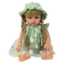 Boneca Baby Reborn V-33 - 48CM - Silicone - Vestido Verde com Flores