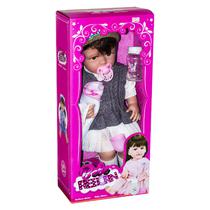 Boneca Bebe Reborn Menina XBY5501 de Silicone com Acessorios Varios