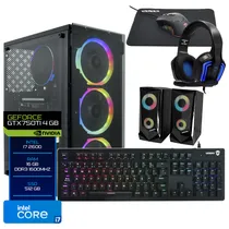 PC Montado Gamer Intel Core i7 3770 de 3.4GHZ 16GB de Ram / 512GB SSD / Geforce GTX750TI 4GB + Kit Gamer - Preto