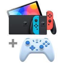 Console Portatil Nintendo Switch Oled JP de 7.0" com 64GB + Controle Sem Fio Gamesir Nova Lite T4N - SKY Blue