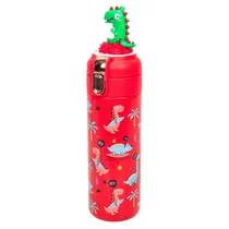 Garrafa Térmica com Bico e Design Dinossauro 350ML - Rosa Pastel