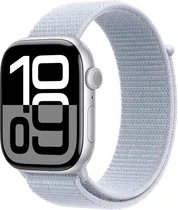 Apple Watch S10 (GPS+Cell) Caixa Alumínio Silver 46MM Pulseira Sport Loop Blue Cloud MWY23