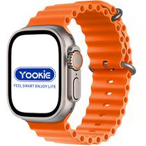 Smartwatch Yookie T800 Ultra 49 MM com Bluetooth - Laranja/Dourado